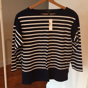 J Crew Striped Boat Neck Navy/White T-Shirt
